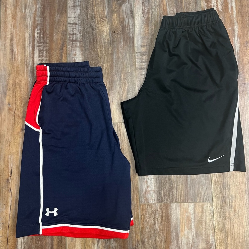 Nike and Under Armour Men’s shorts Large 2 Pair
